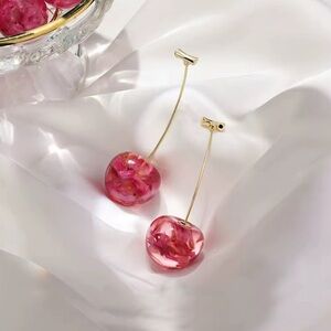 Pink Cherry Drop Earrings